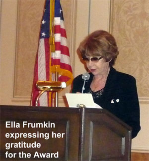 Ella frumkin is expressing her gratitude for the award